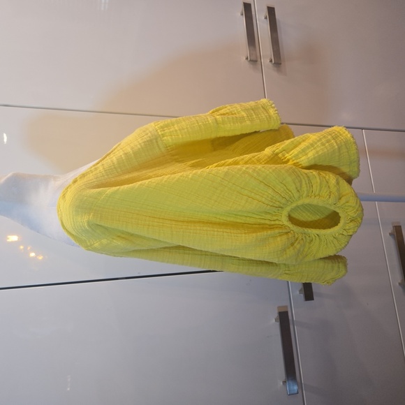 ANAAK Cotton Ruffled Boho Peasant Top Yellow Womens Medium - Picture 3 of 11